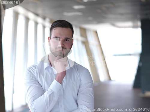 Image of portrait of young  business man with beard at modern office