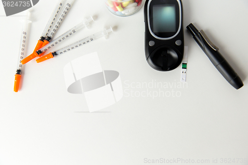 Image of close up of diabedic tools and medication