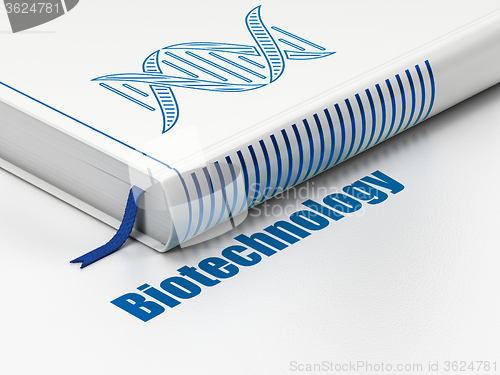 Image of Science concept: book DNA, Biotechnology on white background
