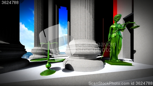 Image of Themis - lady of justice in court