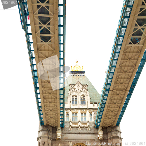 Image of london tower in england old bridge and the cloudy sky