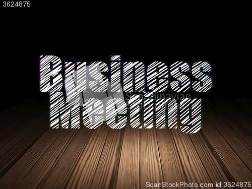 Image of Business concept: Business Meeting in grunge dark room