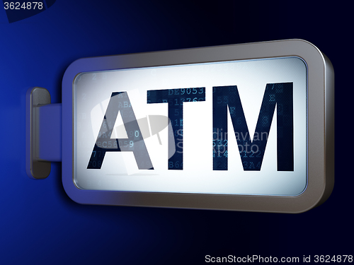 Image of Currency concept: ATM on billboard background