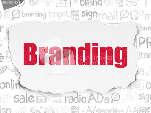 Image of Marketing concept: Branding on Torn Paper background