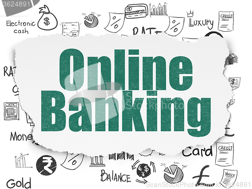 Image of Banking concept: Online Banking on Torn Paper background