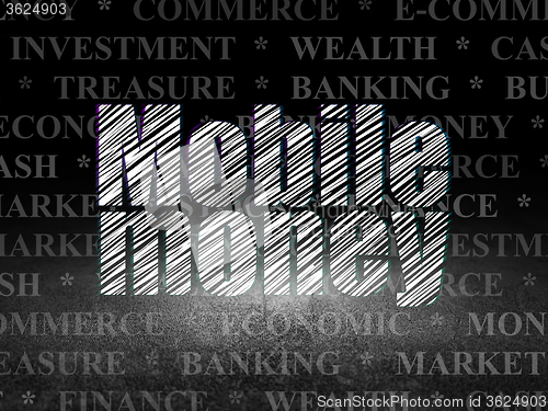 Image of Money concept: Mobile Money in grunge dark room