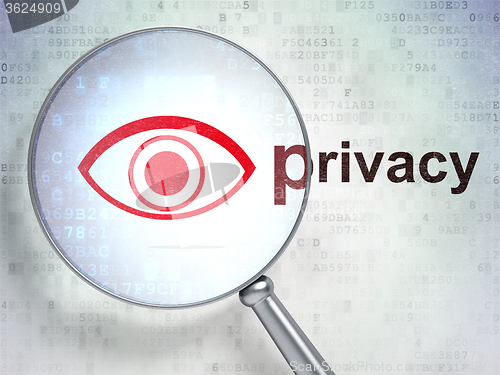 Image of Privacy concept: Eye and Privacy with optical glass