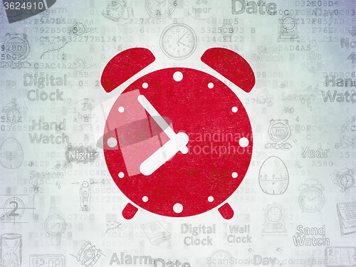 Image of Time concept: Alarm Clock on Digital Paper background