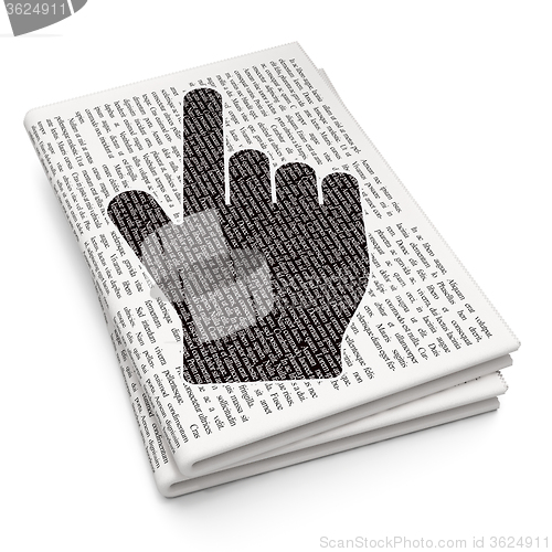 Image of Web development concept: Mouse Cursor on Newspaper background