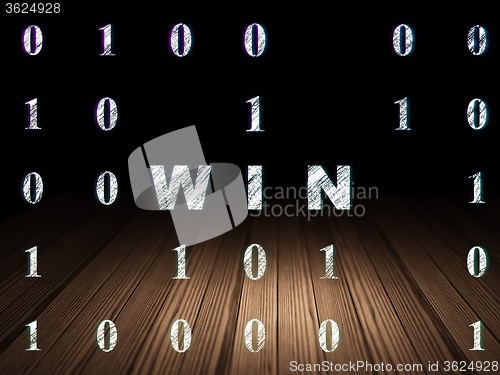 Image of Business concept: Win in grunge dark room