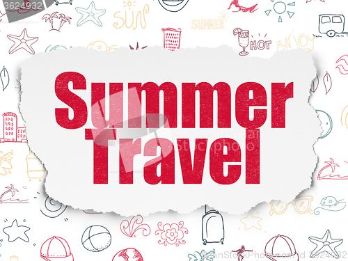 Image of Vacation concept: Summer Travel on Torn Paper background