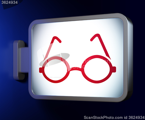 Image of Education concept: Glasses on billboard background