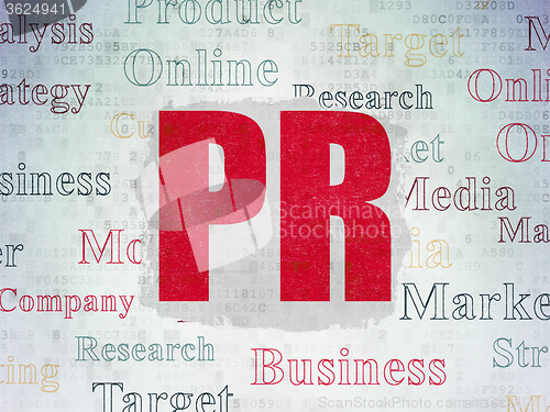 Image of Marketing concept: PR on Digital Paper background