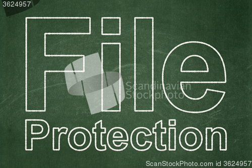 Image of Security concept: File Protection on chalkboard background