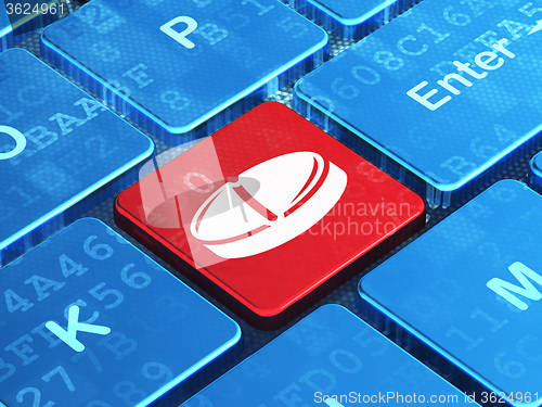 Image of Health concept: Pill on computer keyboard background
