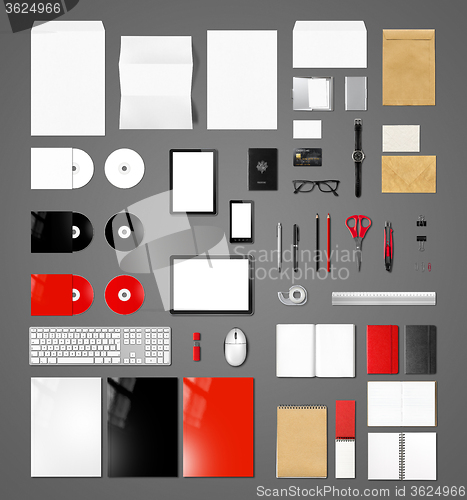 Image of Products branding mockup template, dark grey background