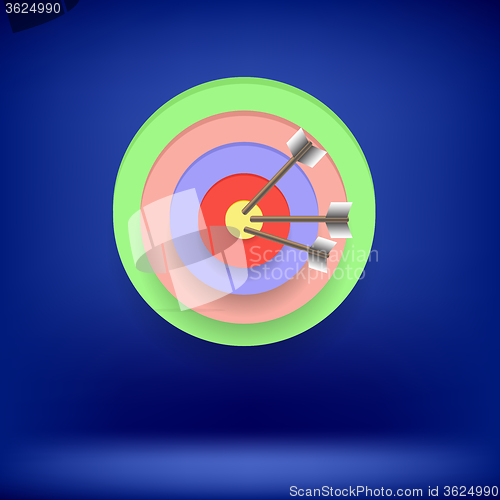 Image of Arrow Hit Right on Target.  Achieving  Goal