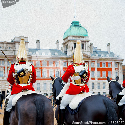 Image of in london england horse and cavalry for    the queen