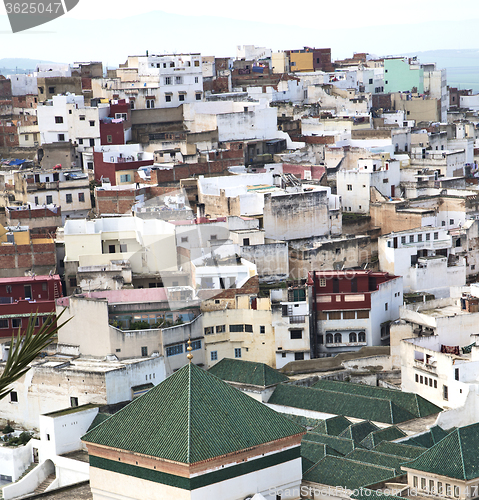 Image of constructions from high in the       village    morocco africa f