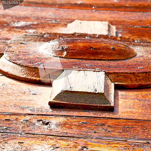 Image of grain texture of a brown antique wooden old door in italy   euro