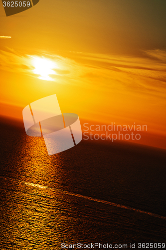 Image of in santorini    greece sunset and the sky mediterranean red sea