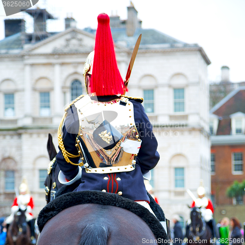 Image of in london england horse and cavalry for  the queen
