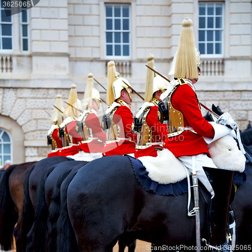 Image of in london england horse and cavalry for  the queen