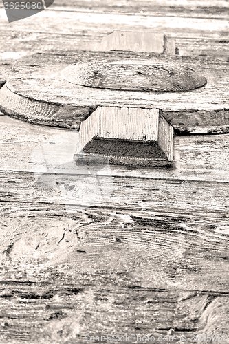 Image of grain texture of a brown antique wooden old door in italy   euro