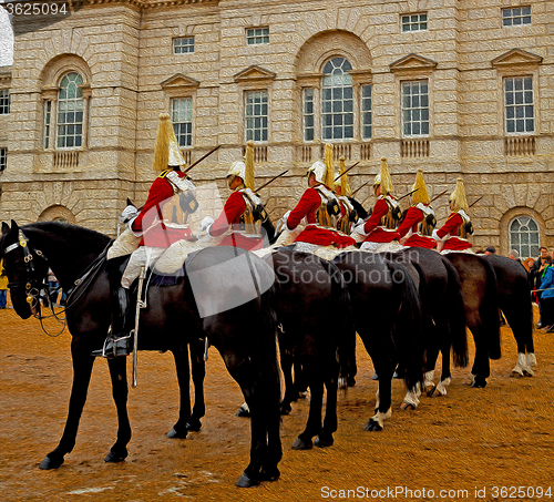 Image of in london england horse and cavalry for    the queen