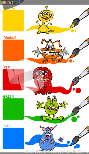 Image of main colors with cartoon monsters