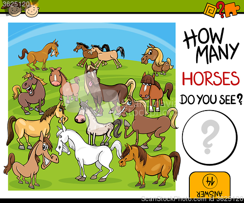Image of counting task with horses cartoon