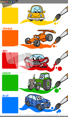 Image of main colors cartoon with vehicles