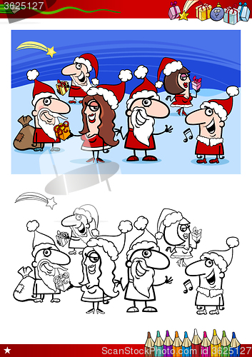 Image of christmas characters for coloring book