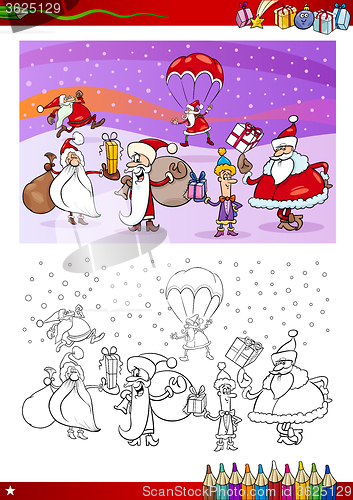 Image of santa claus characters coloring book