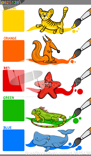 Image of main colors with cartoon animals