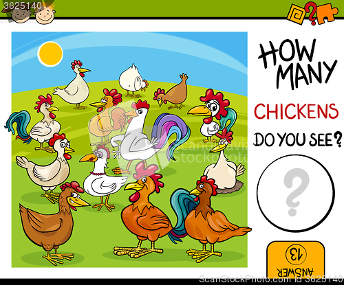 Image of counting task with chickens cartoon