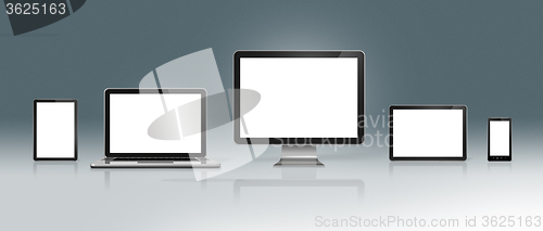 Image of High Tech Computer Set on a deep grey background