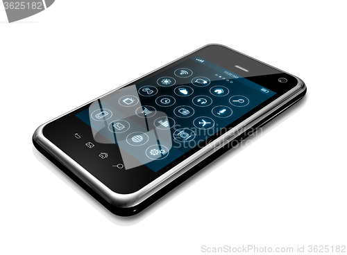 Image of Smartphone with apps icons interface