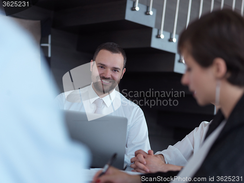 Image of business people group on meeting at bright modern office