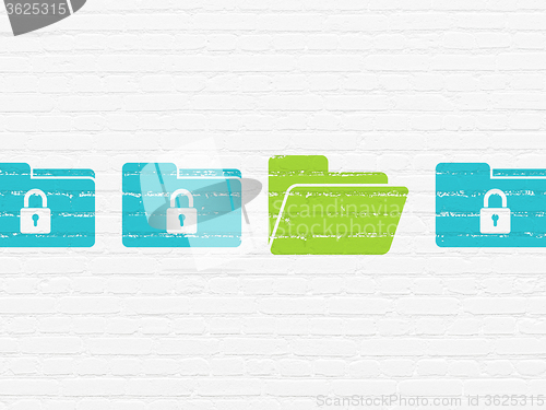 Image of Protection concept: folder icon on wall background