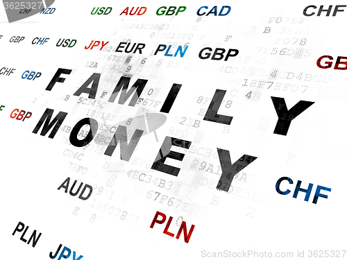 Image of Currency concept: Family Money on Digital background