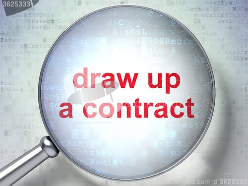 Image of Law concept: Draw up A contract with optical glass
