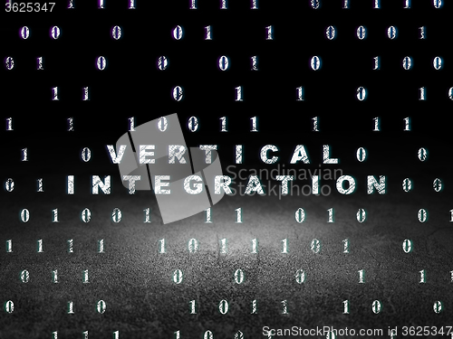 Image of Finance concept: Vertical Integration in grunge dark room