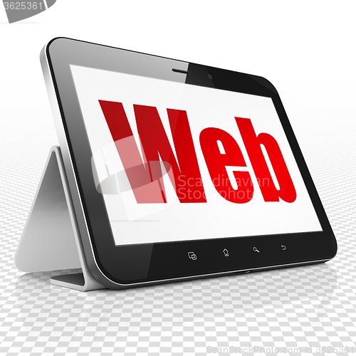 Image of Web development concept: Tablet Computer with Web on display
