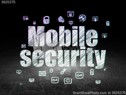 Image of Security concept: Mobile Security in grunge dark room