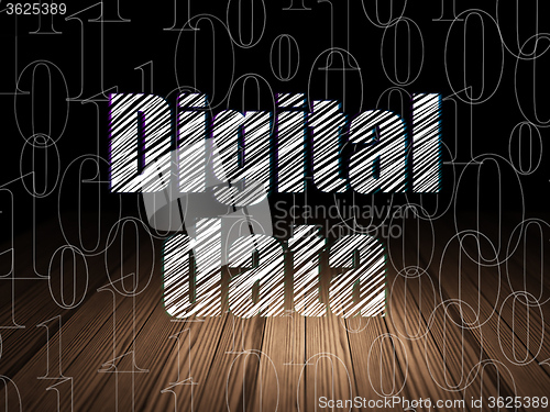 Image of Data concept: Digital Data in grunge dark room