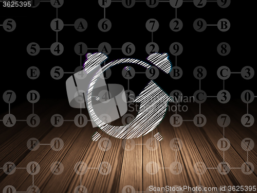 Image of Timeline concept: Alarm Clock in grunge dark room