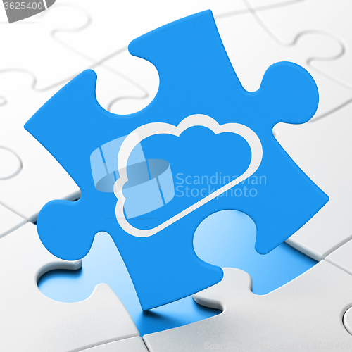 Image of Cloud computing concept: Cloud on puzzle background