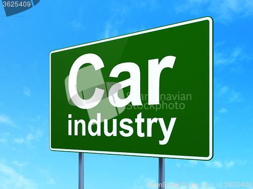 Image of Manufacuring concept: Car Industry on road sign background