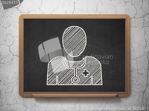 Image of Health concept: Doctor on chalkboard background